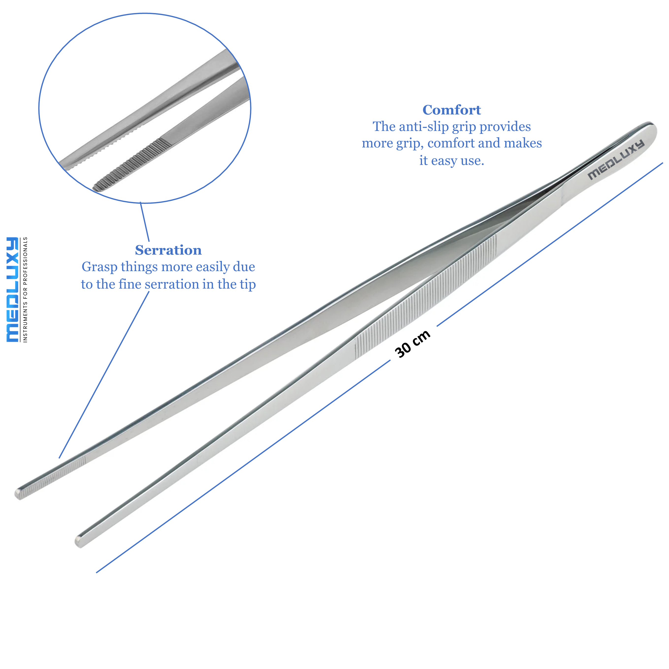 Medluxy Pro – Aquarium Pincet – RVS Sterke kwaliteit - Recht – 30 cm